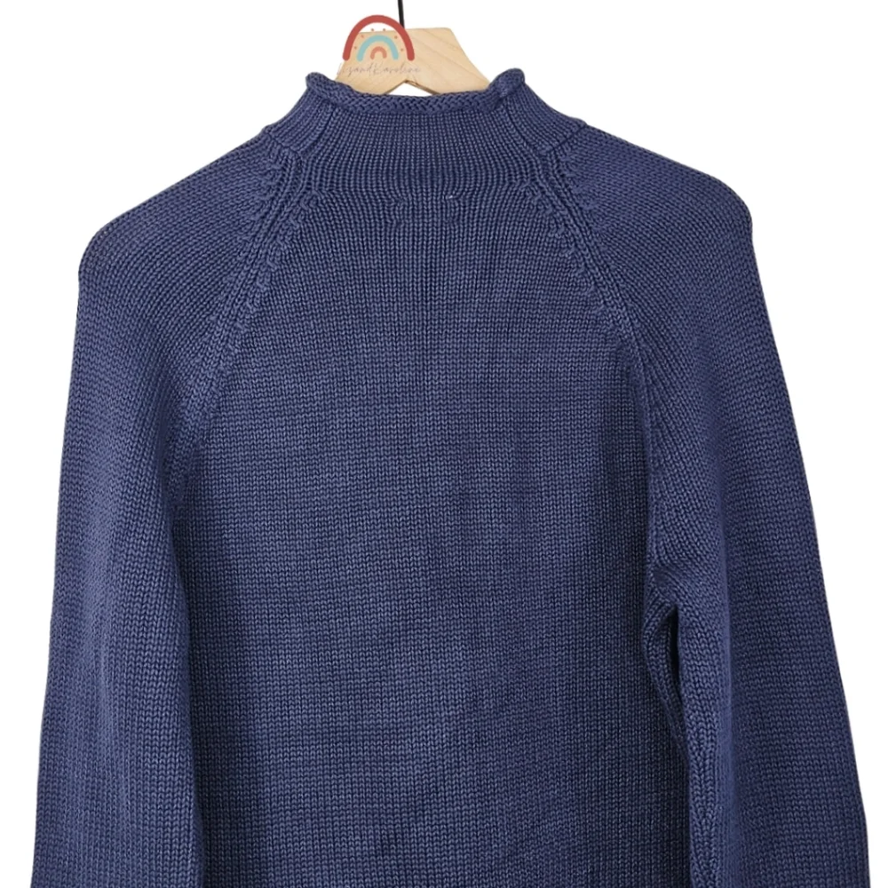 New! J. Crew 1988 Rollneck Sweater in Cotton Navy Unisex - Picture 6 of 11